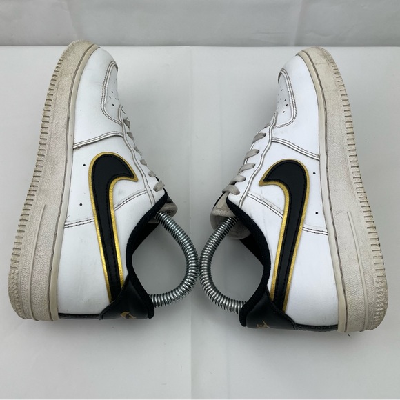 Nike Air Force 1 LV8 White Black Gold Kids Trainers UK2.5 DM3386-100 - Picture 4 of 9